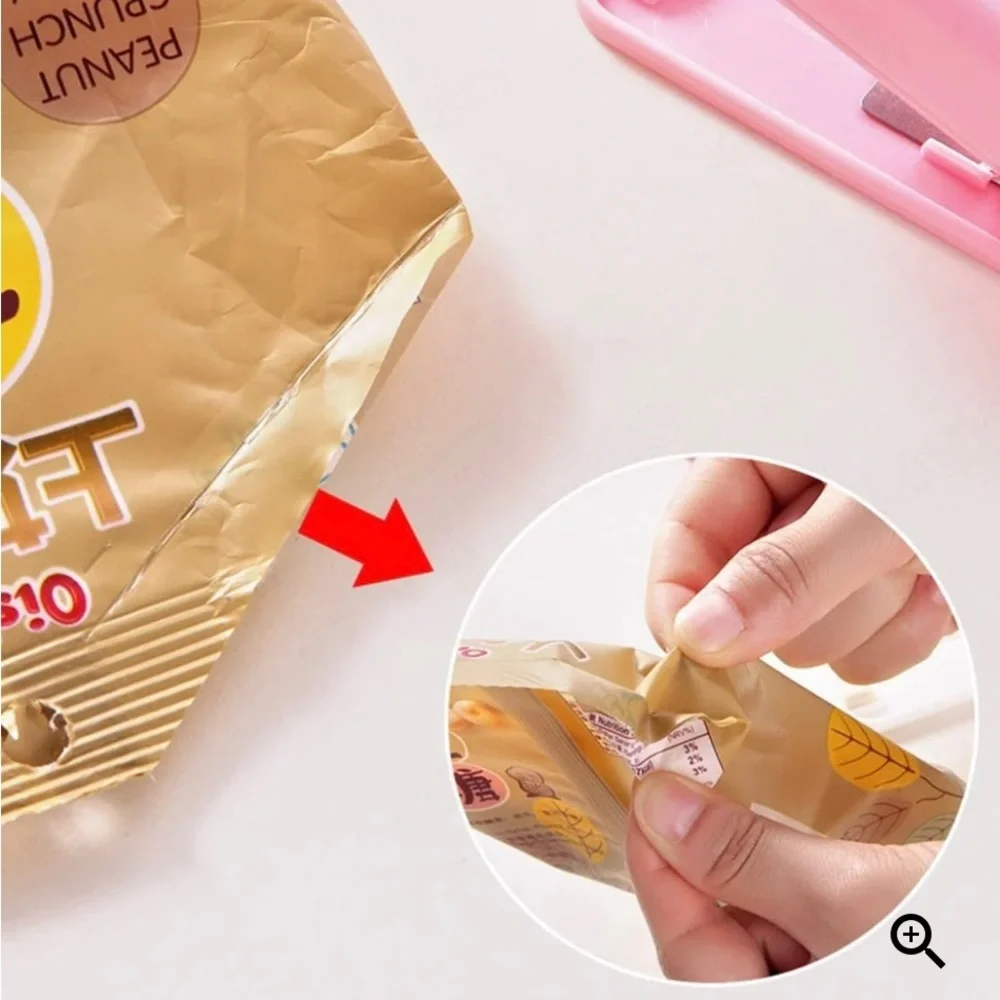 Mini Pink Portable Home Heat Bag Sealer, for Plastic Bags, Reseal Snack Bags